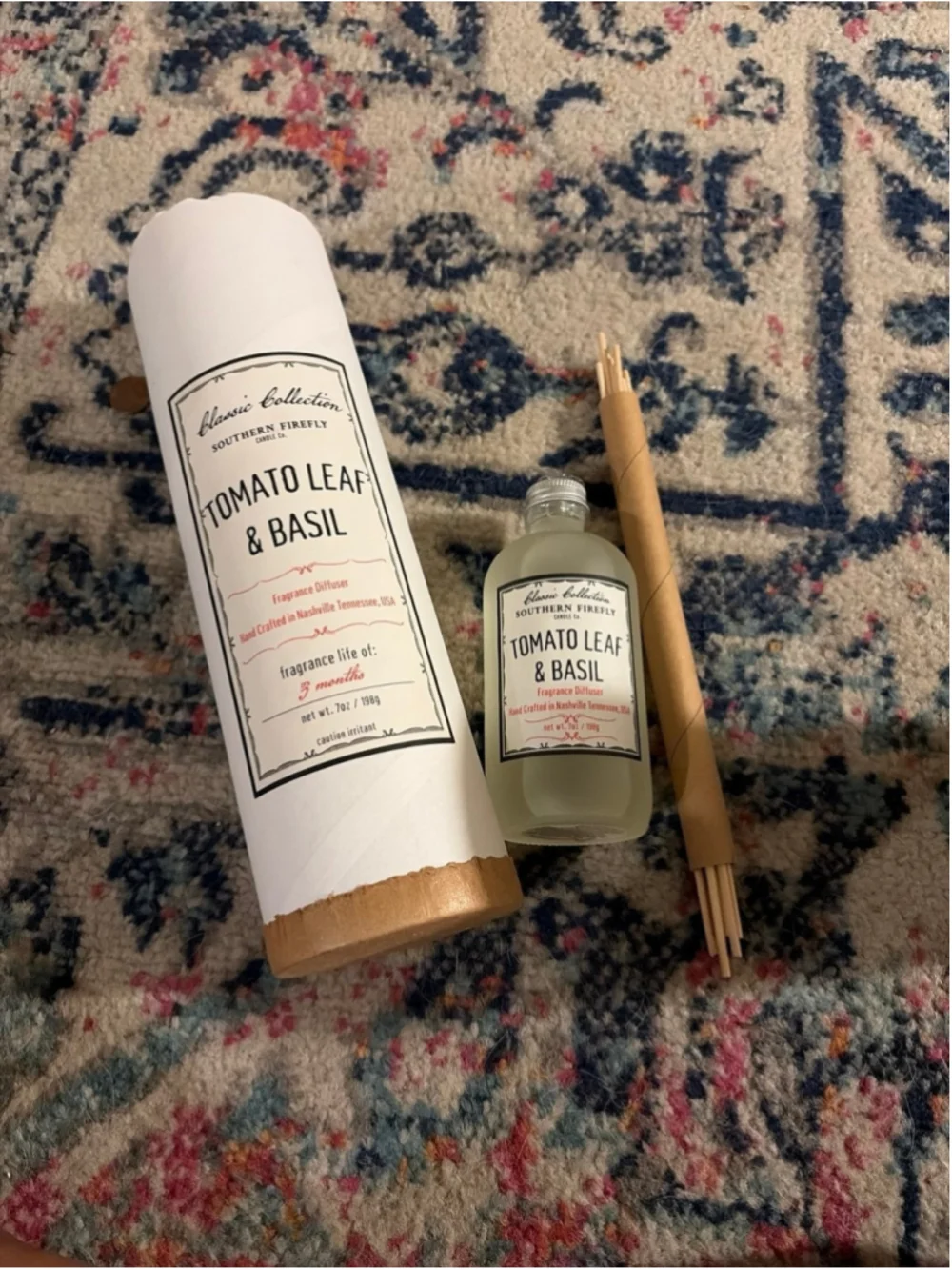 TWO New unopened southern firefly tomato leaf & basil fragrance diffuser 7oz E